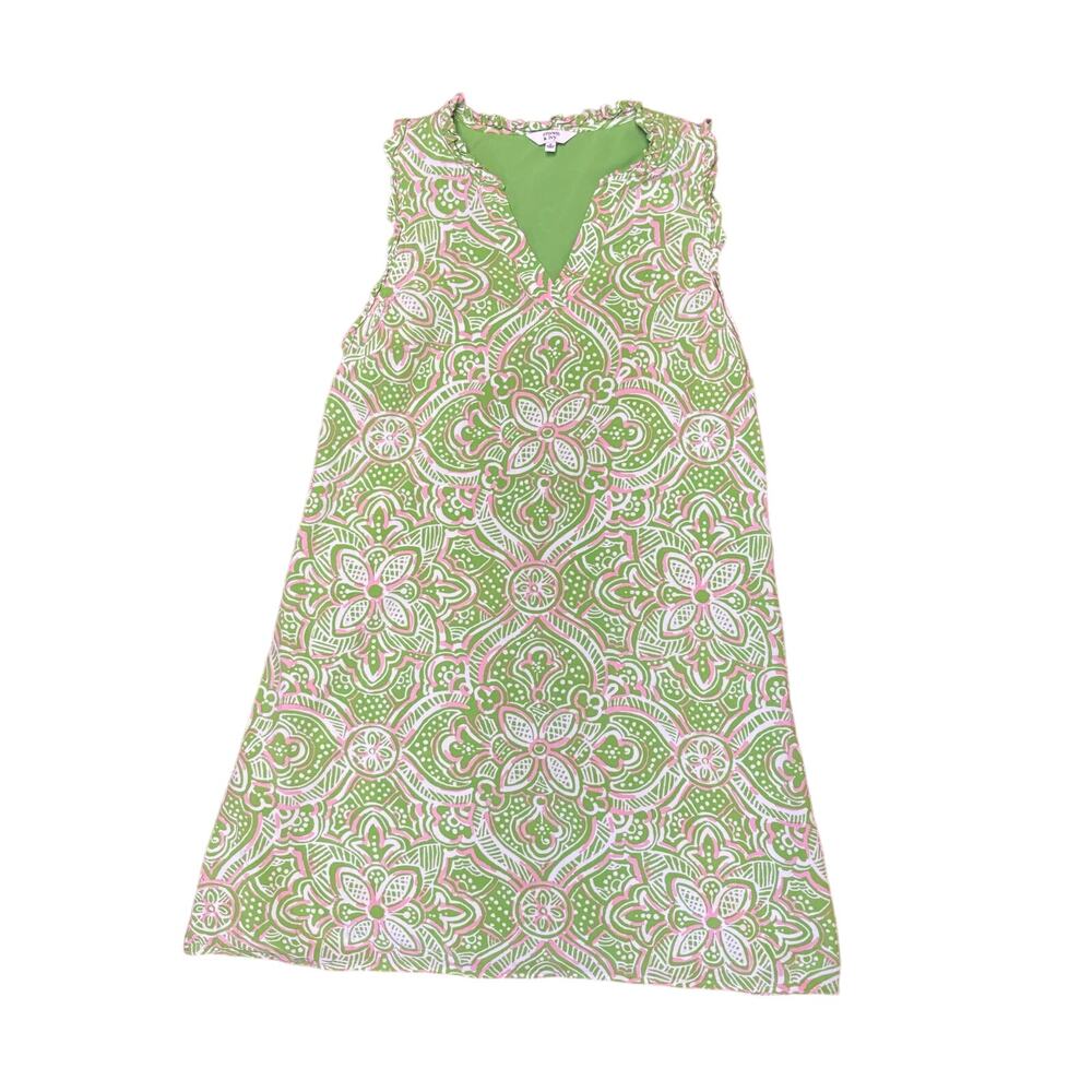 Crown & Ivy Womens Sz S Green and Pink Sleeveless Dress Small Summer Beach